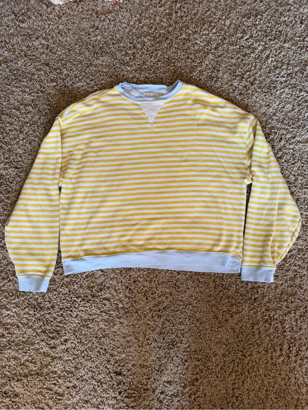 Free People Yellow White Striped Sweatshirt Large